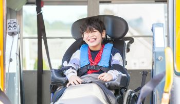 Wheelchair on bus lift